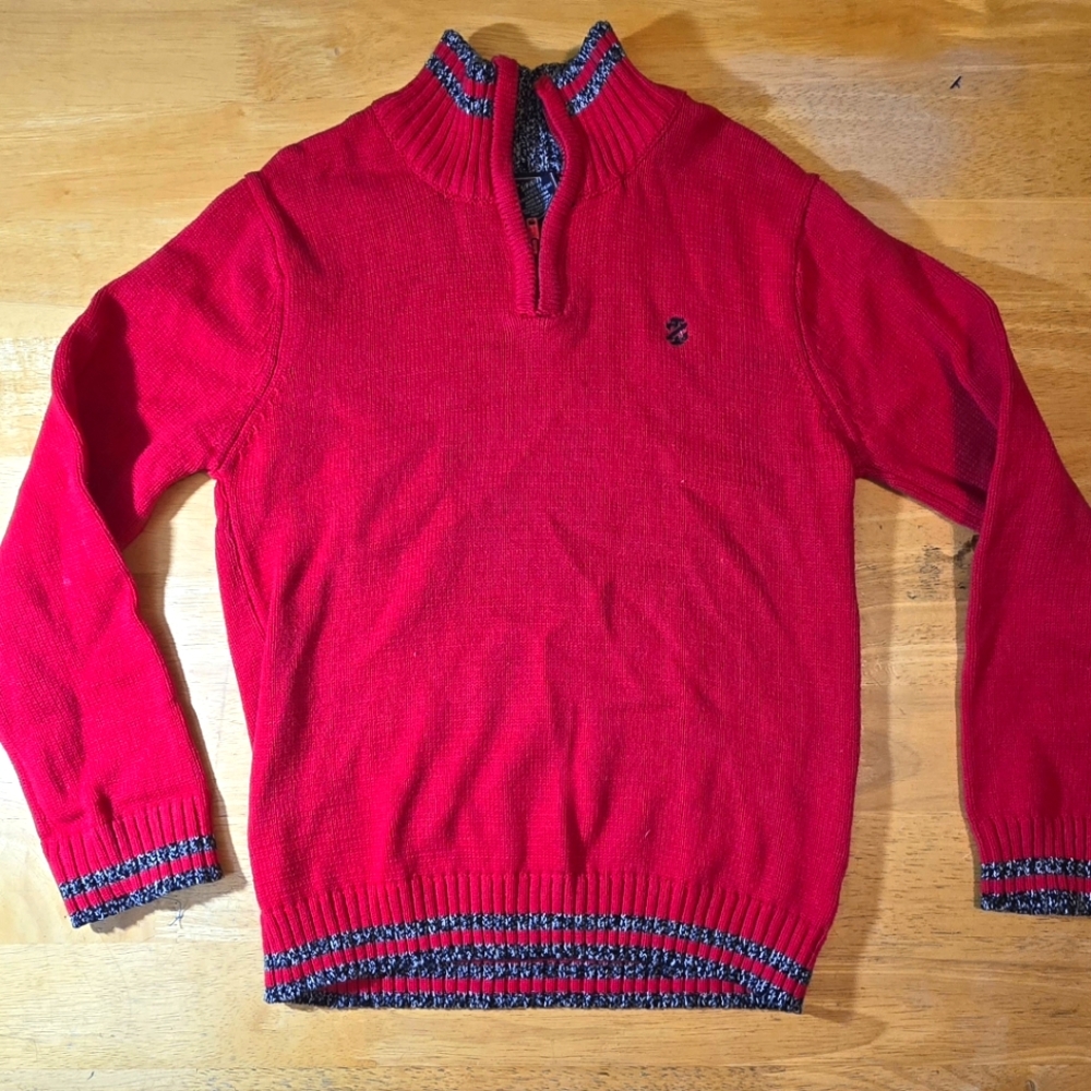 IZOD Boys Red Quarter Zip Sweater Kids Size Small
